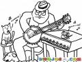 Cantante De Blues Tocando El Banjo Para Pintar Y Colorear