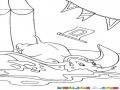 Dibujo De Dumbo Aterrizando En El Agua Para Pintar Y Colorear
