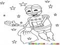 Dibujo De Robot Volador Recogiendo Estrellas En El Cielo Para Pintar Y Colorear