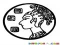 Dibujo De Una Moneda Maya Para Pintar Y Colorear