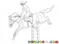 Dibujo De Equitacion Para Pintar Y Colorear Caballo Saltando Una Barda