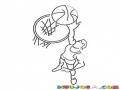 Basketbolista Depositando La Pelota En El Aro Para Pintar Y Colorear Dibujo De Un Basquetbolista Alto
