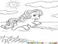Dibujo De Pony Corriendo En La Playa Para Pintar Y Colorear
