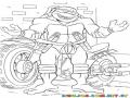 Colorear tortuga ninja en moto