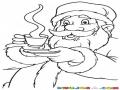 Colorear A Santa Claus Tomando Cafe Caliente