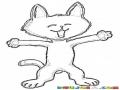 Gatofeliz Dibujo De Gato Feliz Con Brazos Abiertos Para Pintar Y Colorear Gato Contento
