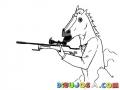 Dibujo De Un Caballo Con Rifle Para Pintar Y Colorear Caballo Con Escopeta