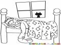 Gatonegro Dibujo De Un Gatito Negro En La Ventana De Un Hombre Durmiendo Para Pintar Y Colorear Gato Husmeador