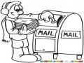 Correo Postal Dibujo De Hombre Depositando Cartas En El Buzon De Correos Para Pintar Y Colorear Envio De Cartas