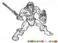 Dibujo De Heman Para Pintar Y Colorear A Jiman Con Su Espada Y Su Escudo De He-man Ji Man Himan He Man Hi-man Hi Man