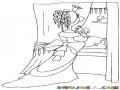 Dibujo De Princesa Esperando A Su Principe En La Ventana Para Colorear