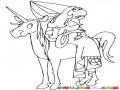 Dibujo De Princesa Narigona Montada De Lado Sobre Su Unicornio Para Pintar Y Colorear