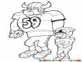 Toro59 Dibujo De Un Toro Jugador De Futbolamericano Con Un Nino Para Pintar Y Colorear Toro De La Nfl Con El Numero Cincuentinueve