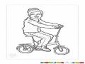 Minibicicleta Dibujo De Un Hombre Con Una Mini Bicicleta Para Pintar Y Colorear