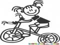 Bicicleta De Nena Dibujo De Nina En Cicle Para Colorear