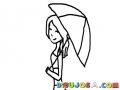 Dibujo De Una Senorita Con Paraguas Para Pintar Y Colorear Chica Con Sombrilla