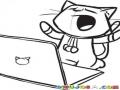 Gatolaptop Dibujo De Gato Con Laptop Para Pintar Y Colorear Gatito Con Una Notebook Marca Cat