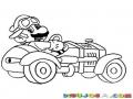 Mariokart Dibujo De Mario Bros En Carro Para Pintar Y Colorear El Carrito De Mariobros que puedes jugar gratis en mariobrosgames.info