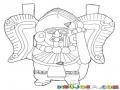 Dibujo Maya De Hombre con rejas de Elefante Para Pintar Y Colorear