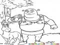 Dibujo De Shreck Con La Posima Magica Para Pintar Y Colorear A Shrek Y Burro