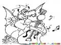 Dragon Guitarrista Dibujo De Dragonsito Tocando Un Chelo Para Pintar Y Colorear Dragon Con Viola