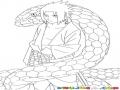 Dibujo De Chico Con Anaconda Gigante Para Pintar Y Colorear