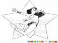 Mujerestrella Dibujo De La Mujer Maravilla Saltando En Frente De Una Estrella Para Pintar Y Colorear