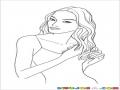 Dibujo De Mujer Tocandose El Pelo Para Pintar Y Colorear