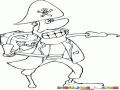 Dibujo De Un Pirata Con Tesoro Bajo El Brazo Para Pintar Y Colorear