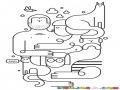 Dibujo Abstracto De Una Familia Con Gatos Para Pintar Y Colorear