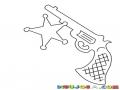 Dibujo De Una Estrella Y Revolver De Alguacil Para Pintar Y Colorear Insignia Y Pistola De Sheriff