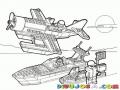 Dibujo De Un Avion Y Un Barco De Lego Para Pintar Y Colorear