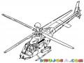 Dibujo De Un Helicoptero Con Misiles Para Pintar Y Colorear
