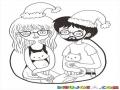 Dibujo De Mujer Y Hombre Con Gatos Y Gorros De Navidad Para Pintar Y Colorear