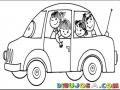 Dibujo De Un Carro Con 4 Personas Para Pintar Y Colorear