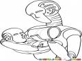 Beberobot Dibujo De Un Papa Robot Dndo Biberon A Un Bebe Robot Para Pintar Y Colorear Robotbebe