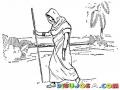 Dibujo De Mujer Caminando En El Desierto Para Pintar Y Colorear