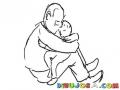 Dibujo De Papa Abrazando A Su Hijo Para Pintar Y Colorear Papa Tierno Y Amoroso