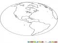 Dibujodelmundo Para Pintar Y Colorear El Planeta Tierra Con Mapa De America