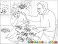 Arbolgenealogico Dibujo De Un Papa Mostrando El Arbol Genealogico A Su Hijo Para Pintar Y Colorear