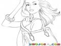 Dibujo De Chica Con Bolso De Mano Para Pintar Y Colorear