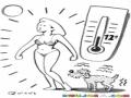 Calor En Verano Dibujo De Temperatura Del Clima Alta Para Colorear