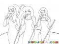 Dibujo De Un Trio De Chicas Cantantes Para Pintar Y Colorear Tres Mujeres Cantando