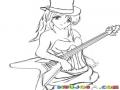 Dibujo De Chica Con Guitarra Electrica Para Pintar Y Colorear Chava Rockera