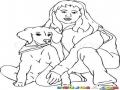 Perroymujer Dibujo De Una Mujer Con Su Perro Para Pintar Y Colorear