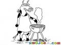 Vaca Carnivora Dibujo De Vaca Asando Carne Para Pintar Y Colorear Vaca Canibal Haciendo Un Asado Vacacarnivora Vacacanibal
