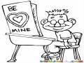 Estudiante Enamorado Dibujo De Nerdo Enamorado Con Una Tarjeta De San Valentin Para Pintar Y Colorear Amor De Estudiante