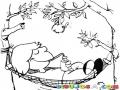 Dibujo De Chico Descansando En Una Hamaca Para Pintar Y Colorear Manzanita Con Gusano