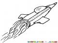Dibujo De Cohete Espacial En Pleno Vuelo Camino A La Luna Para Pintar Y Colorear