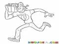 Dibujo De Hombre Corriendo Con Caja De Herramientas Sobre Su Hombro Para Colorear